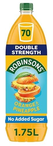 Image of Robinso Squash 1.75L Variety Pack – Assorted Fruit Flavours, No Added Sugar, Concentrated Cordial Drink (Robinsons Double Strength Orange & Pineapple Squash 1.75L)