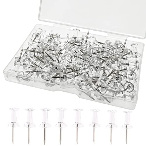 Image of Smukdoo Push Pin,100 PCS Plastic Thumb Tacks Clear Push Pins Drawing Pins Map Pin for Pinboard,Bulletin Board (Transparent)