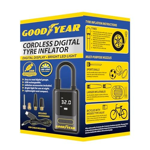 Image of Goodyear Cordless Car Tyre Inflator Pump LED Portable Air Compressor Digital