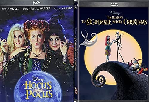 Image of Wild Witches Disney Hocus Pocus + Jack Skellington Nightmare Before Christmas DVD Tim Burton Creepy Movie Family Pack