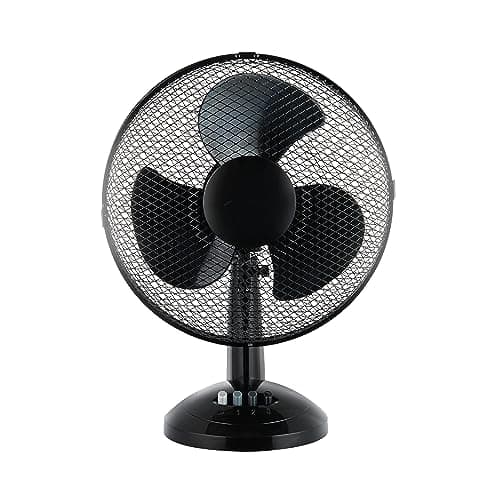 Image of ACCURATE 12Inch Table Fan Desk Fan with 3 Speed| Oscillating| Low Noise| Strong Resistant Base Desktop/Bedside Fan, Ideal for Home and Office,(BLACK)