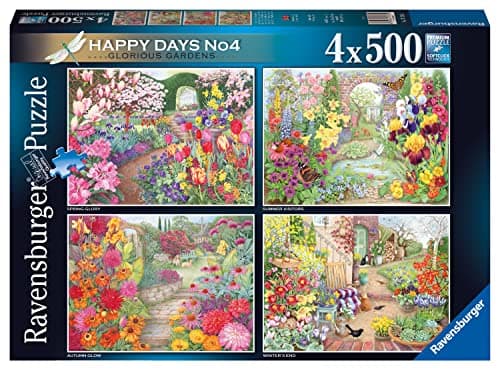 Image of Ravensburger Happy Days Glorious Gardens 4X 500 Piece Jigsaw Puzzle for Adults & Kids Age 10 Years Up