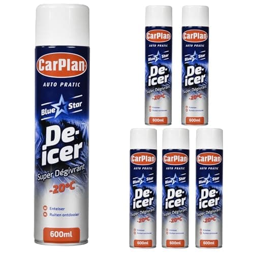 Image of CarPlan Blue Star Aerosol De-Icer 600 ml 6 pack – Fast-Acting Ice & Frost Remover for Car Windows, Works in Extreme Cold