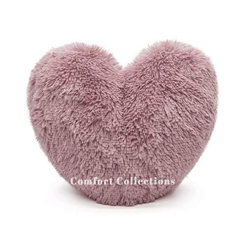 Image of Cuddly Teddy Bear Fleece Super Soft 3D Heart Shape Fluffy Filled Cushion Cosy & Warm Home Decoration Gift For Loved One Valentine Day 100% Polyester Heart Cushion Blush Pink 38cm x 38cm Approximate