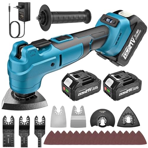 Image of Yofuly Oscillating Multi Tool for Makita 18V Batteries - Multitool with 2X 4.0Ah Batteries, Cordless Oscillating Saw 6 Speed + Auto Mode, Low-Vibration, 23Pcs Accessories for Cutting, Scraping