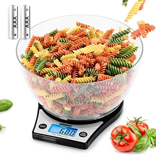 Image of Duronic Digital Kitchen Scales KS6000 BK/CR Electronic Kitchen Scale with Bowl Measuring Weighing Scale Baking Scale for Cooking Baking Postal Pet Food Measurement Baker Weight Scale, Tare LCD Display