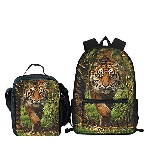Image of Jungle Tiger Backpacks with Lunch Bags for Kids Boys Girls School Book Bags Sets