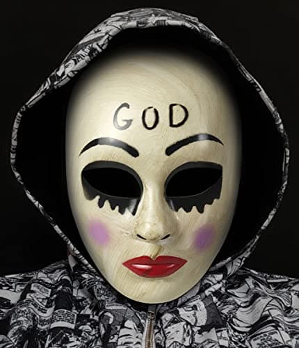Image of UQJE The Purge Anarchy Mask Horror Killer Female Evil Grin Mask Halloween Party Costume Props