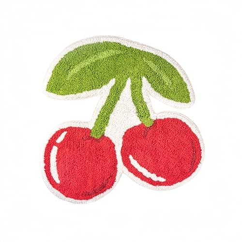 Image of Sass & Belle Cherry Tufted Bath Mat – Cute Bathroom Rug for Kids & Adults – Quirky Bath Rug Ideal as Bathroom Mat or Shower Mat – Fun Sass and Belle Bath Mat Décor