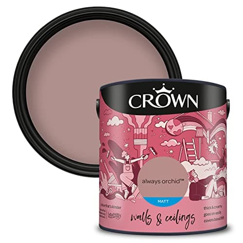 Image of CROWN Always Orchid - Matt Emulsion Paint - Water Based, Quick Dry - Dusky Pink Paint for Walls & Ceilings - 2.5L