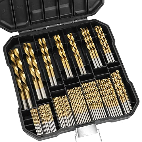 Image of 99 Pcs Titanium Coated Twist Drill Bit Set, 4241 HSS 135° Tip Metric Drill Bits Size from 1.5-10mm for Metalworking, Woodworking, Plastic Hole Drilling
