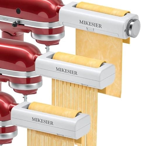 Image of 3 Pieces Pasta Maker Attachment for Kitchenaid Stand Mixers, Noodle Maker 3 PCs Set of Pasta Roller Fettuccine Cutter Spaghetti Cutter, Pasta Attachments Accessories with Cleaning Brush