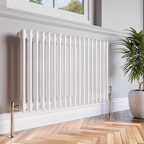 Image of Traditional 2 Column Radiator Cast Iron Style Horizontal White Colour Classic Design (600mm x 830mm 2 Column)