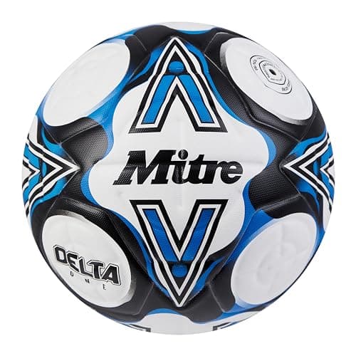 Image of Mitre Delta Football | Highly Durable | Enhanced Accuracy and Consistency, White/Black/Blue, 5