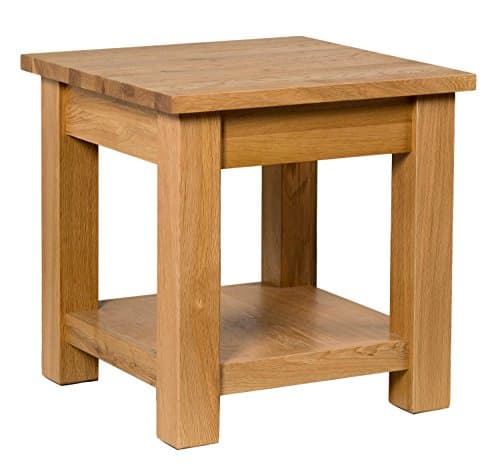 Image of Hallowood Furniture Waverly Oak Lamp Table with Shelf, Solid Wooden Occasional, Small Oak Side Table for Living Room or Bedside, Plant Stand for Small Spaces