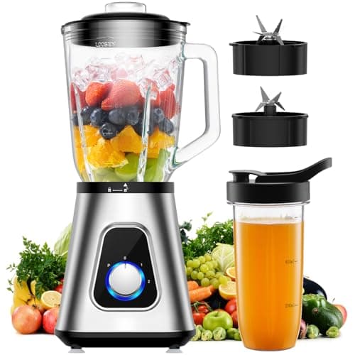 Image of SHARDOR Blender 1100W High Performance Smoothie Maker 2-1 Smoothie Blender Combo, 1.5L Glass Jar Mixer with 650ML Travel Cup, 3-Speed Blenders, Jug Blender for Smoothies, Shakes, Frozen Drinks Sauces,