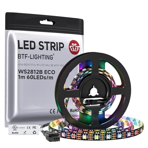 Image of BTF-LIGHTING WS2812E ECO RGB Alloy Wires 5050SMD Individual Addressable 3.3FT 60Pixels/m Flexible Black PCB Full Color LED Pixel Strip Dream Color IP30 Non-Waterproof DIY Project Only DC5V(Only Strip)