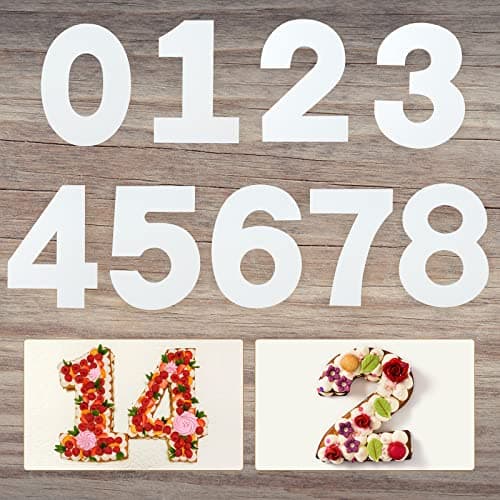 Image of 12 Inch 0—8 Number Cake Stencils Baking Stencils 9Pcs Large Number Cake Mould for DIY Cake Cookies, Wedding Birthday Anniversary, Christmas Wedding Birthday Cakes Cookies Pastry