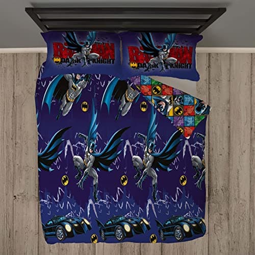 Image of Batman Double Duvet Cover - Dark Knight Design - Officially Licensed Reversible Bedding set with matching Pillowcase