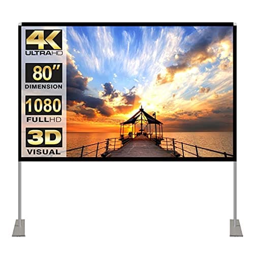 Image of Projector Screen with Stand 80 inch 16:9 HD 4K Outdoor Indoor Projection Screen for Home Theater 3D Fast-Folding Projector Screen with Stand Legs and Carry Bag Projection Movie Wrinkle-Free