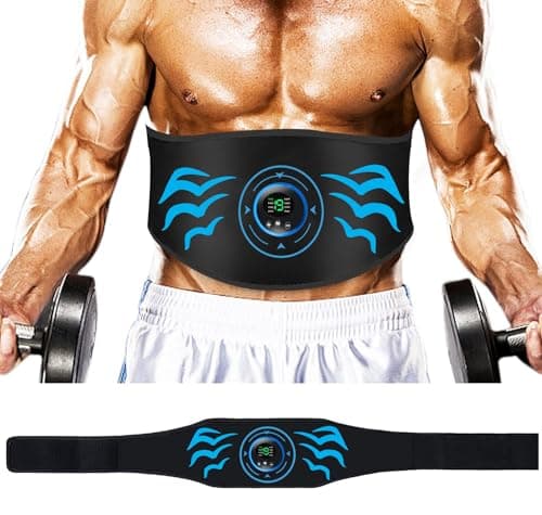 Image of EMS Muscle Stimulator, Abs Trainer Abdominal Muscle Toner Electronic Toning Belts Workout Home Fitness Device with USB Rechargeable for Abdomen Arm Leg Men and Women