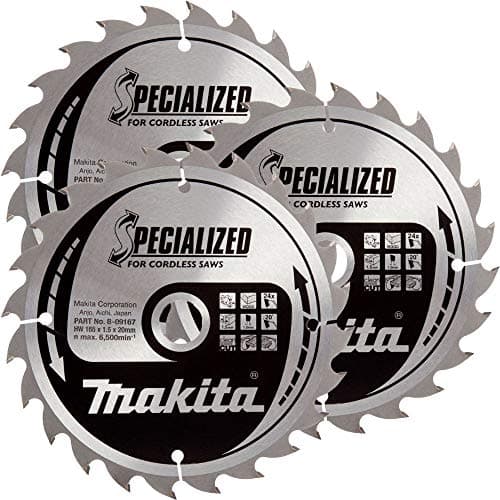 Image of Makita B-09167 165mm x 24T x 20mm Specialized Circular Saw Blade Pack of 3