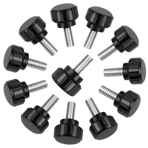 Image of 12 Pcs Threaded Knurled Thumbscrew,Carbon Steel Clamping Knobs Grip,Carbon Steel Screw Knobs Grip,M4 x10mm Screws Monitor Screws Threaded Hand Bolt Screw,Mounting Handle Bolts (Black)