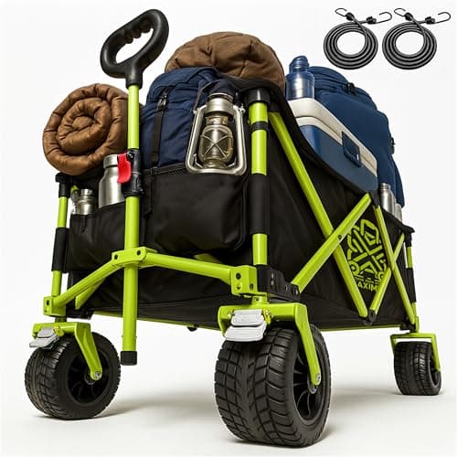 Image of Maximuv 233L Festival Trolley – Heavy Duty Folding Wagon Cart, Collapsible Camping Trolly on Wheels for Beach Garden Picnic Fishing, Foldable Pull Along with Wide Tyres & Adjustable Handle