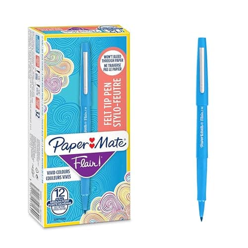 Image of Paper Mate Flair Felt Tip Pens | Medium Point (0.7mm) | Sky Blue | 12 Count