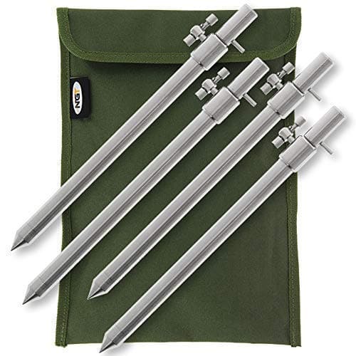 Image of DNA NGT Carp/Coarse Fishing 4x 20-35cm Extendable Stainless Steel Bank Stick Set with Included Nylon Storage Pouch