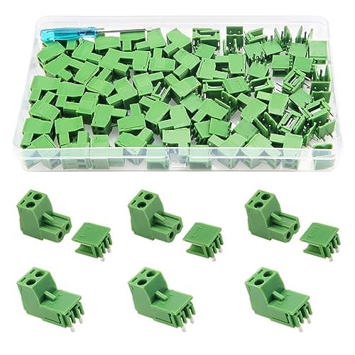 Image of YIXISI 40 Set PCB Mount Screw Terminal Block Pluggable, 5.08mm Pitch 2 Pin Right Angle PCB Screw Terminal Block Connector, for PCB
