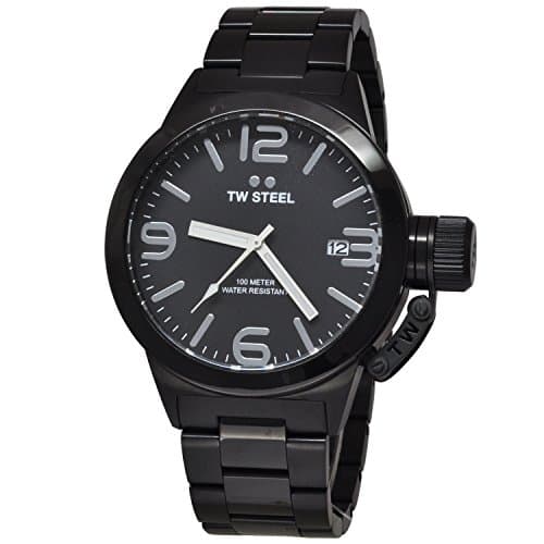 Image of TW Steel Men's Quartz Watch with Black Dial Analogue Display and Black Stainless Steel Plated Bracelet CB211