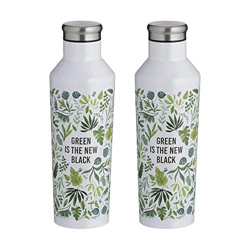 Image of Rayware Typhoon Pure Green New Black Double Wall Stainless Steel Water Bottle 500ml (Pack of 2)