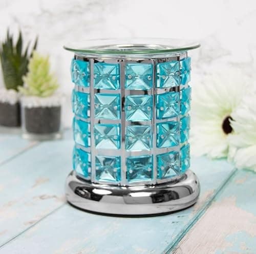 Image of Lesser & Pavey Desire Aroma Silver & Teal Wax/Oil Warmer For Women & Men | Lovely Designed Wax Melt Burner | Oil & Wax Burner For all Types of Homes or Offices