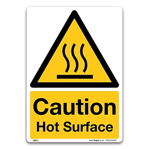 Image of Caution Hot surface Sign - A4 Self-adhesive Vinyl - Temperature Warning Safety