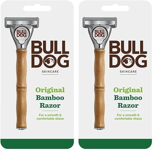 Image of BULLDOG SKINCARE - Original Bamboo Razor Smooth Glide Razor Handle + 2 Blade Refills (Pack of 2)