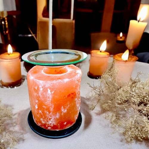 Image of 4All Himalayan Pink Salt Oil Lamp Burner With Metal Stand Fragrance Warmer Oil Wax Burner