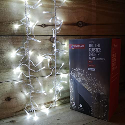 Image of Premier 12.4m Multi Action 960 White LED Cluster Christmas Lights with Timer