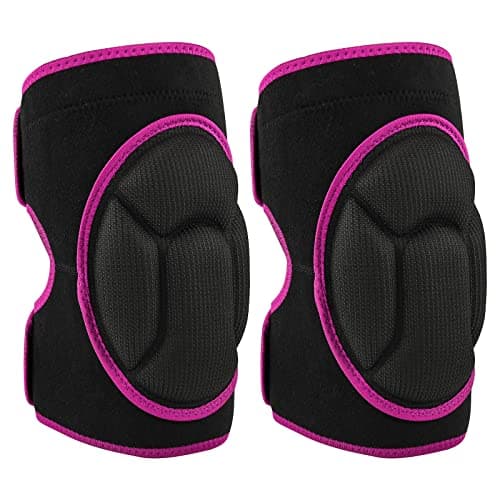 Image of Jodsen Knee Pads for Work, Protective Garden Kneeling Pads Anti-Slip Collision Avoidance Knee Sleeve for Women and Men, Multifunction Knee Caps for Gardening, Sport, Skating (Black with Pink Rim)