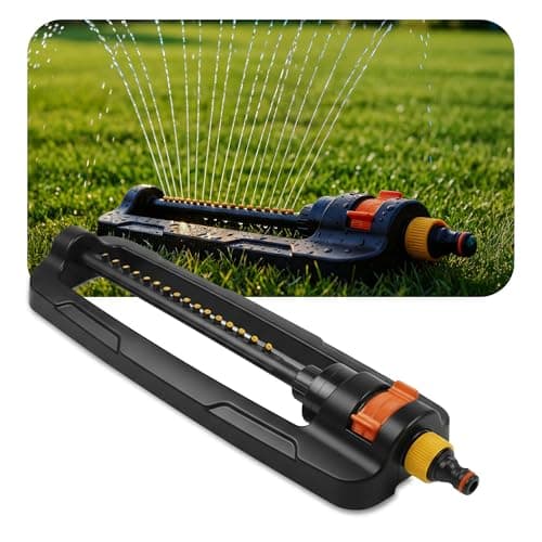 Image of GARDENIX Precision Garden Oscillating Bar Sprinkler with Adjustable Range and Quick-Connect Hose System - 16 Jet Nozzles - Watering for Garden Lawn Grass