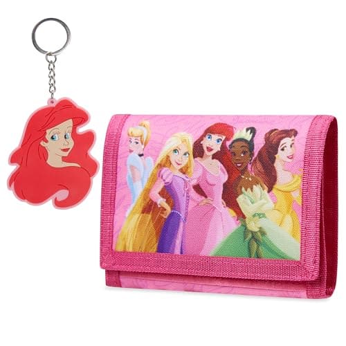Image of Disney Stitch Kids Wallet and Keyring Gift Set Cute Trifold Wallet with Coin Purse Card Slots and Keychain Stitch Gifts (Pink Princesses)