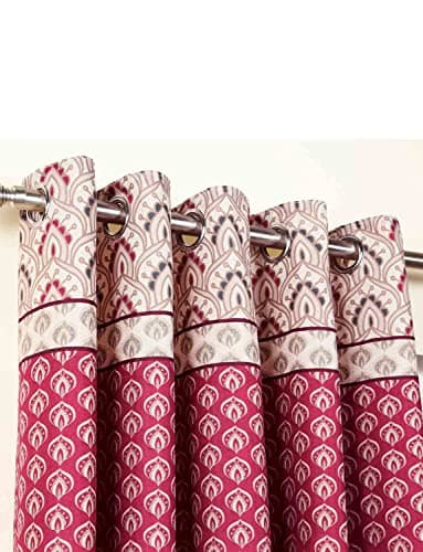 Image of Catherine Lansfield Kashmir Paisley Floral 66x72 Inch Lined Eyelet Curtains Two Panels Natural