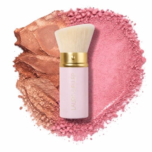 Image of LAURA GELLER NEW YORK White Retractable Black Kabuki Brush for Liquid, Cream and Powder Face Makeup With Aluminum Handle