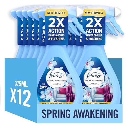 Image of Febreze Fabric Freshener Spray Lenor Spring Awakening 12 x 385ML, Fights Tough Odours Trapped In Fabrics And Leaves A Fresh Scent
