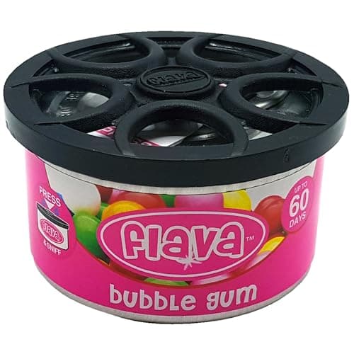 Image of Flava - Original Tin, Air Freshener Tin for Cars, Bubblegum - 60 Days Long Lasting Fragrance, Fresh Smelling Scent, Eliminates Odour - Perfect for Home & Office - Pack of 1, Pink