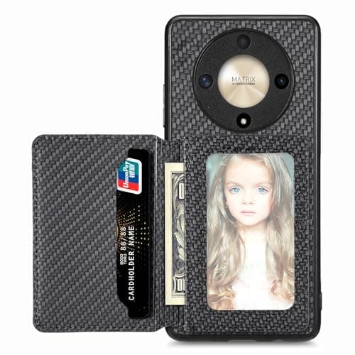 Image of MOJIA Case for Honor Magic6 Lite 5G (Magic 6 Lite) / X9b, Ultra Thin Flip Card bag Case, TPU Phone Cover, Card Holder Multifunctional Case with Rfid Blocking. Black