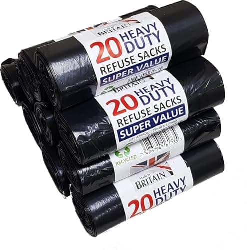 Image of 200 Medium Duty Black Refuse Sacks Rubbish Bags Bin Liners Large