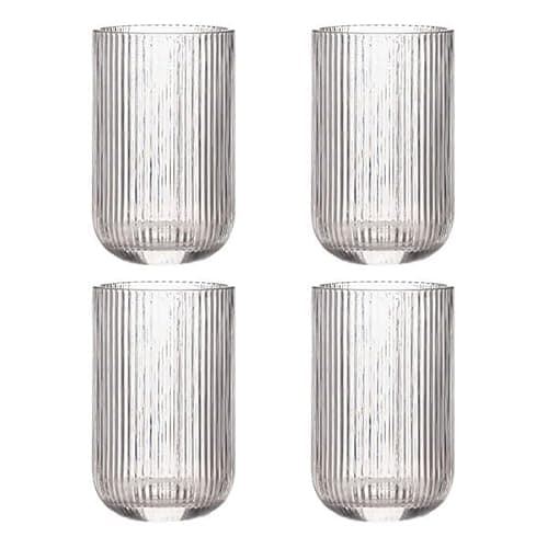 Image of Ravenhead Linea Set of 4 Hiball Glasses 430ml | Contemporary Textured Hiball Glasses for Cocktails, Long Drinks & Beer