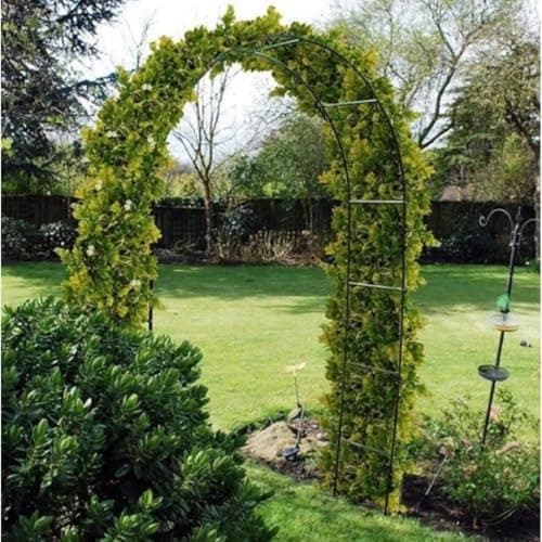 Image of Garden Mile 2pc Heavy Duty 2.4M Garden Arbour Steel Frame Garden Arch - Large, Strong Weather Resistant Metal Climbing Plants Indoor Outdoor Support Arches for Roses, Climbers