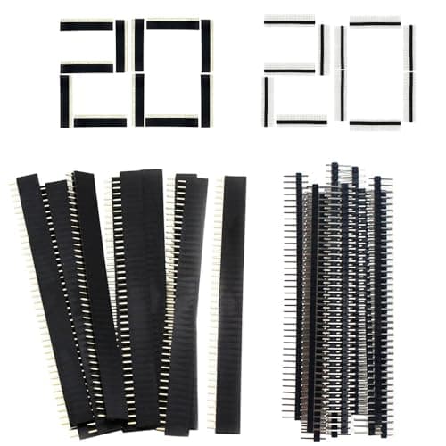 Image of 40 Piece 2.54mm Pin Headers PCB Board 40 Pin Male and Female Header Connector Kit for Arduino Prototype Shield,20pcs Male Header, 20pcs Female Header